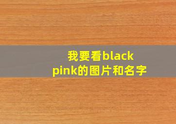 我要看black pink的图片和名字